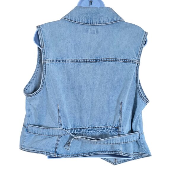 Light Wash Denim Vest Snap Button Closure cottagecore boho casual - Picture 4 of 6